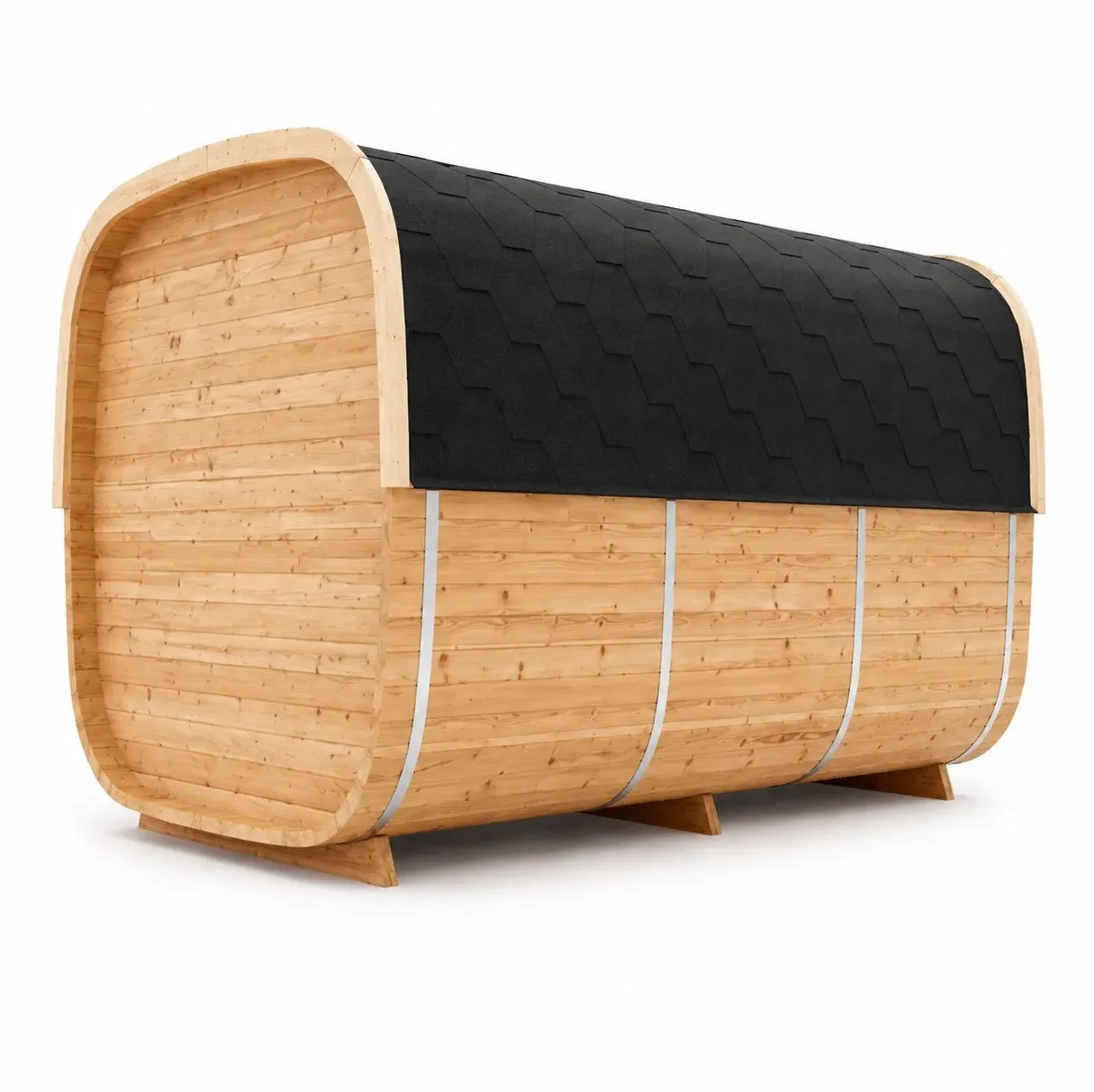 Sauna cube Talo 300 à toiture noire 6 à 8 places — sauna cube d'extérieur en bois massif