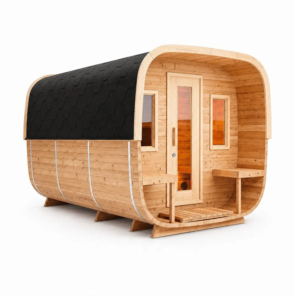 Sauna cube Talo 300 à toiture noire 6 à 8 places, vue 2 sur 6