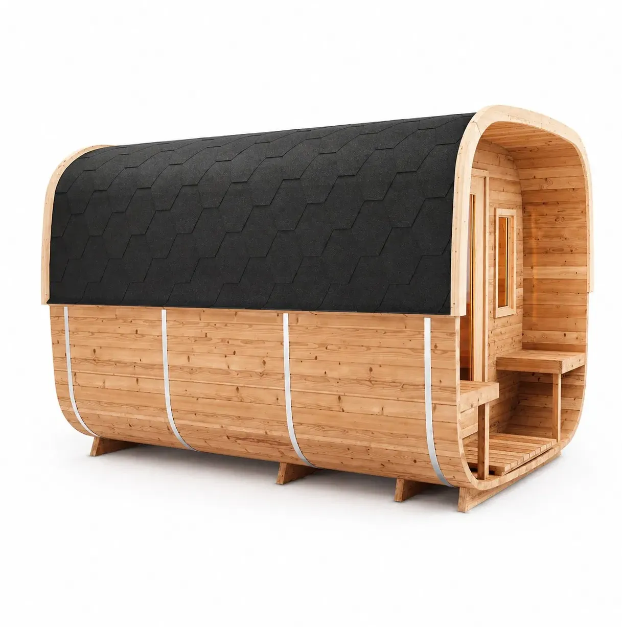 Sauna cube Talo 300 à toiture noire 6 à 8 places, vue 3 sur 6