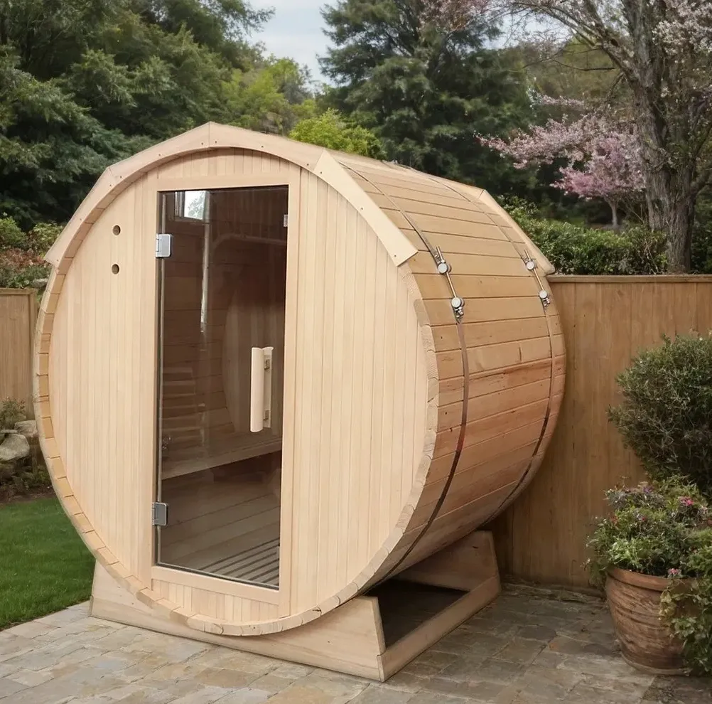 Sauna tonneau Kelo 4 places Ø 190 × 170 cm, vue 2 sur 8