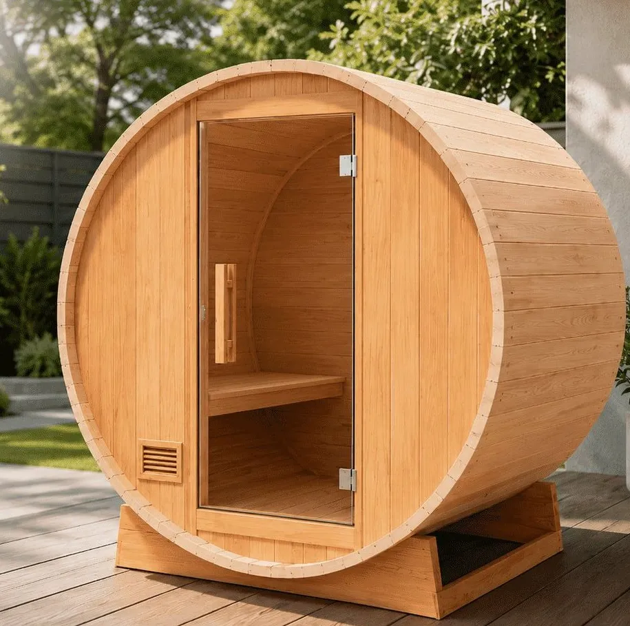 Sauna tonneau Kelo 4 places Ø 190 × 170 cm, vue 3 sur 8