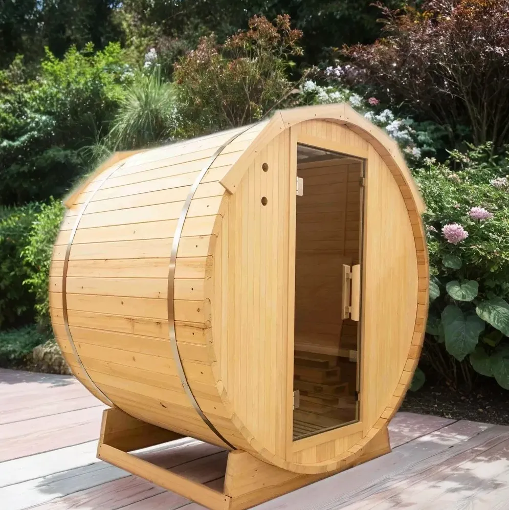 Sauna tonneau Kelo 4 places Ø 190 × 170 cm, vue 5 sur 8