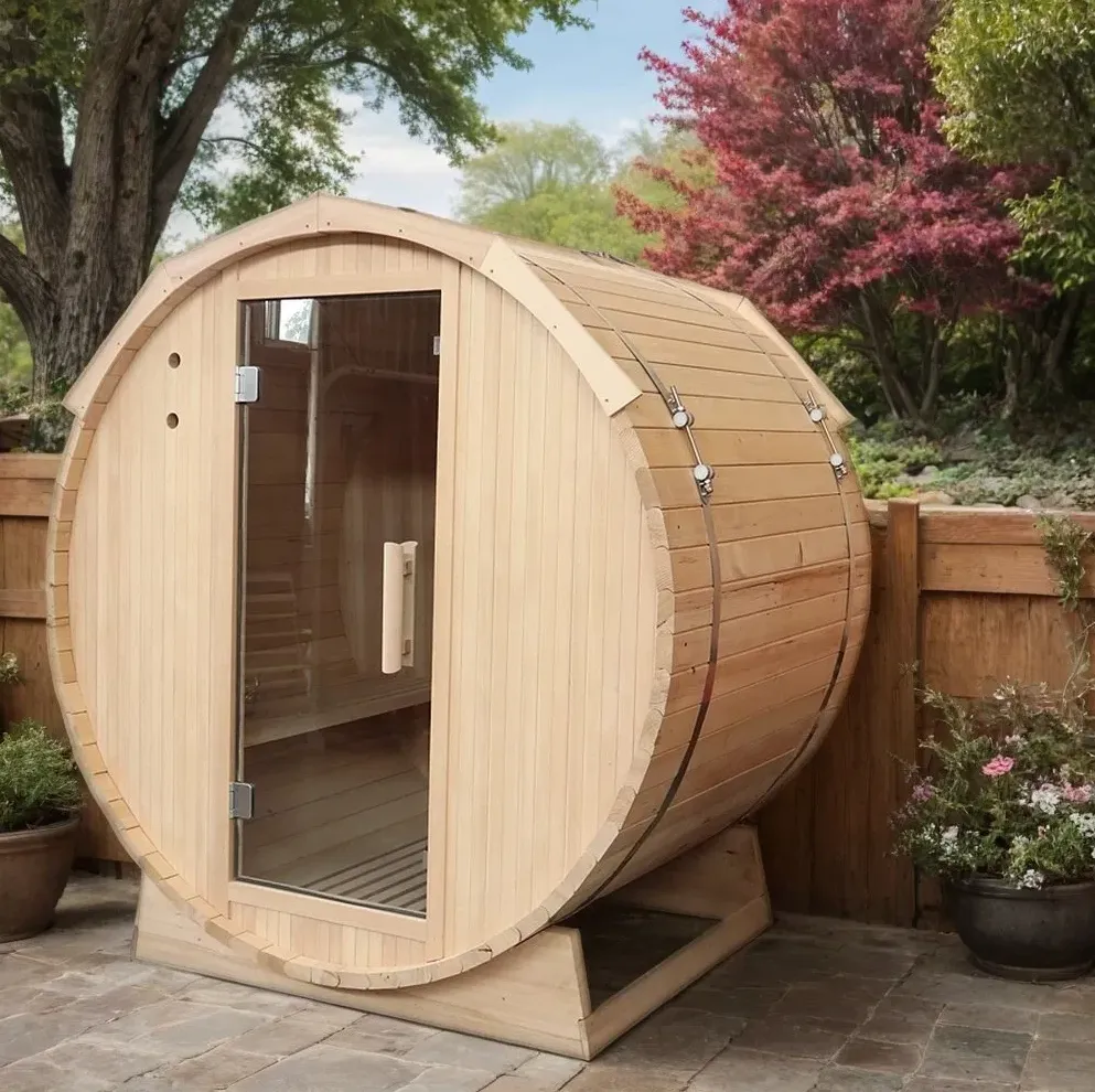 Sauna tonneau Kelo 4 places Ø 190 × 170 cm, vue 6 sur 8