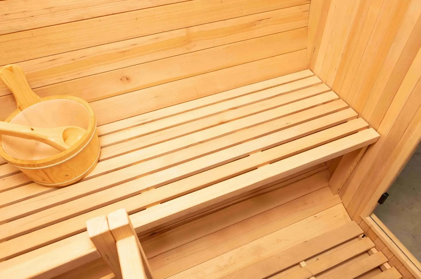 Sauna tonneau Kelo 4 places Ø 190 × 170 cm, vue 8 sur 8