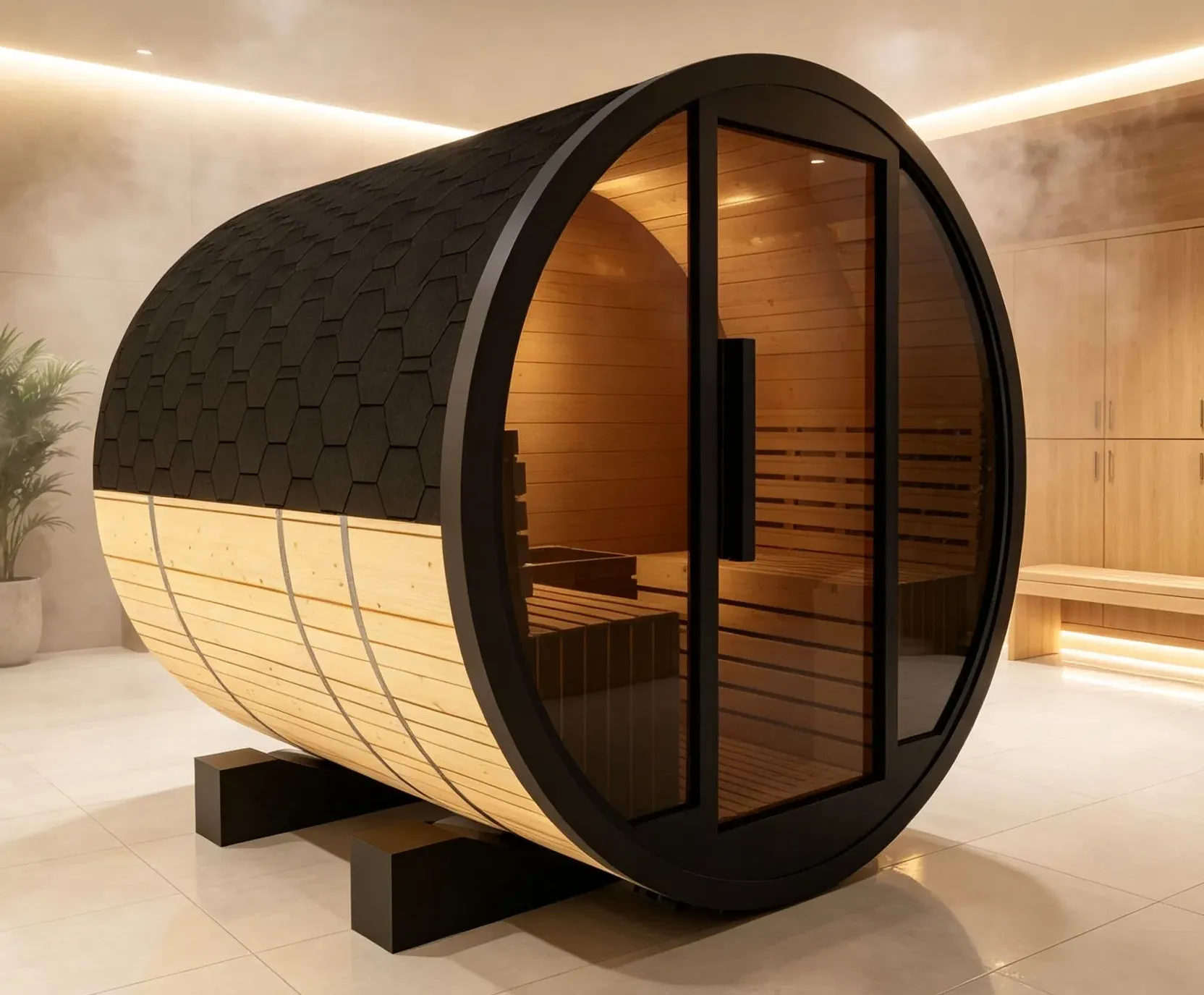 Sauna tonneau Noki 4 places Ø 180 × 180 cm, vue 7 sur 8