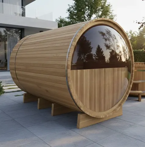 Sauna tonneau panoramique Kaari 4 places Ø 190 × 170 cm