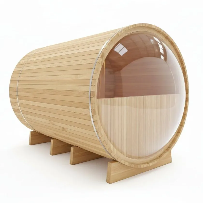 Sauna tonneau panoramique Kaari 4 places Ø 190 × 170 cm, vue 2 sur 8