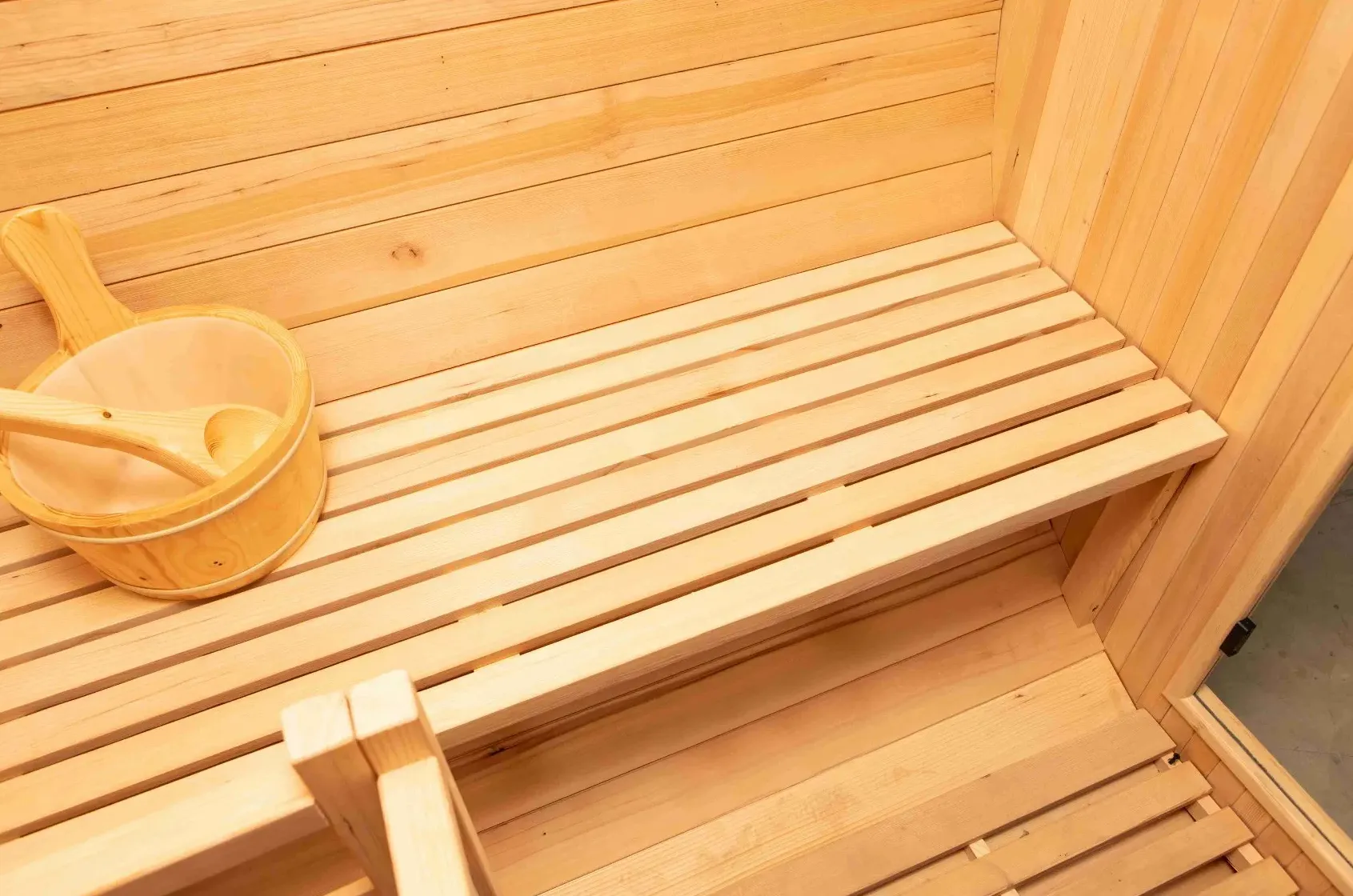 Sauna tonneau panoramique Kaari 4 places Ø 190 × 170 cm, vue 8 sur 8