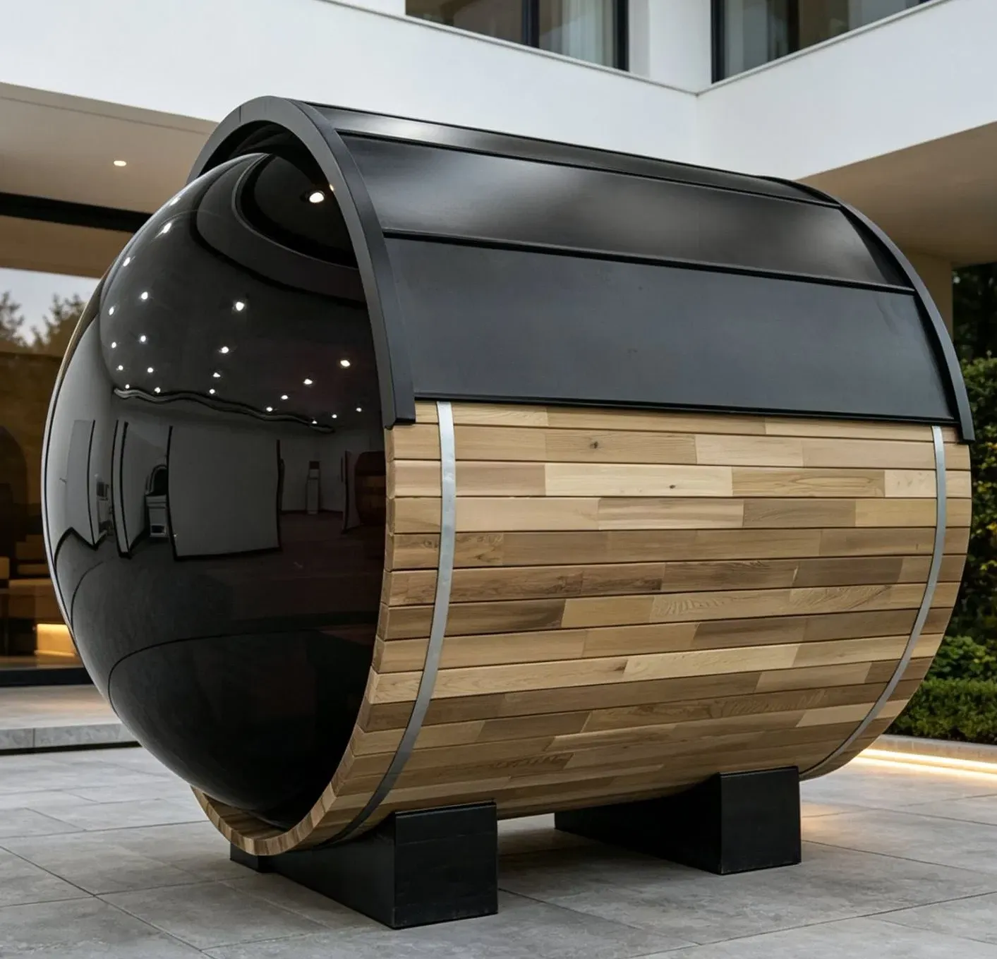 Sauna tonneau panoramique Kupoli 4 places Ø 180 × 180 cm, vue 2 sur 8