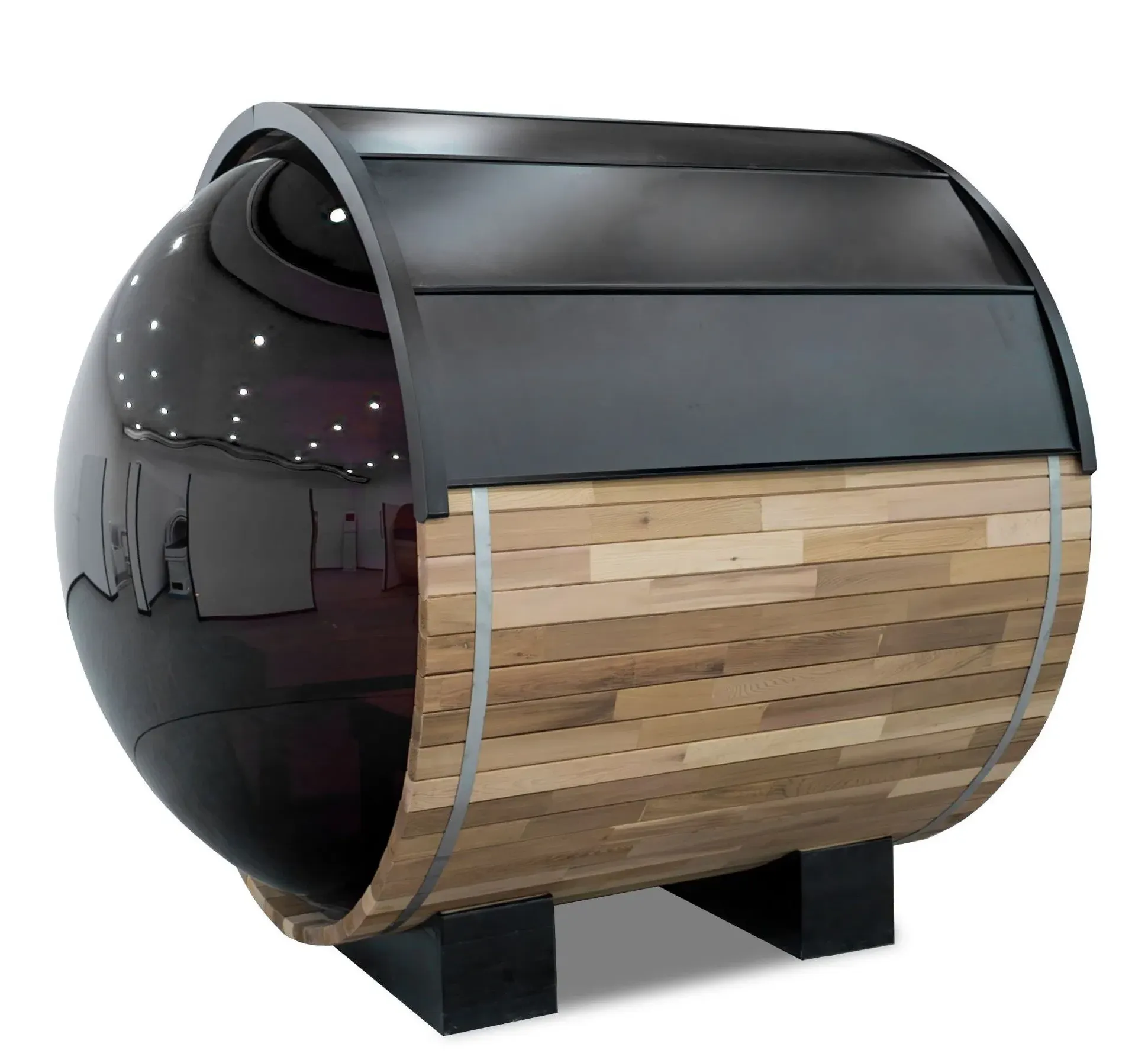 Sauna tonneau panoramique Kupoli 4 places Ø 180 × 180 cm, vue 3 sur 8