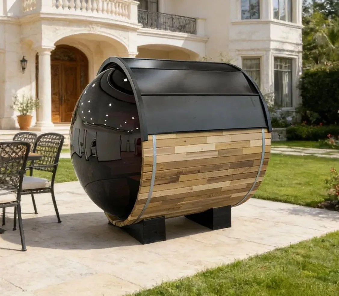 Sauna tonneau panoramique Kupoli 4 places Ø 180 × 180 cm, vue 5 sur 8