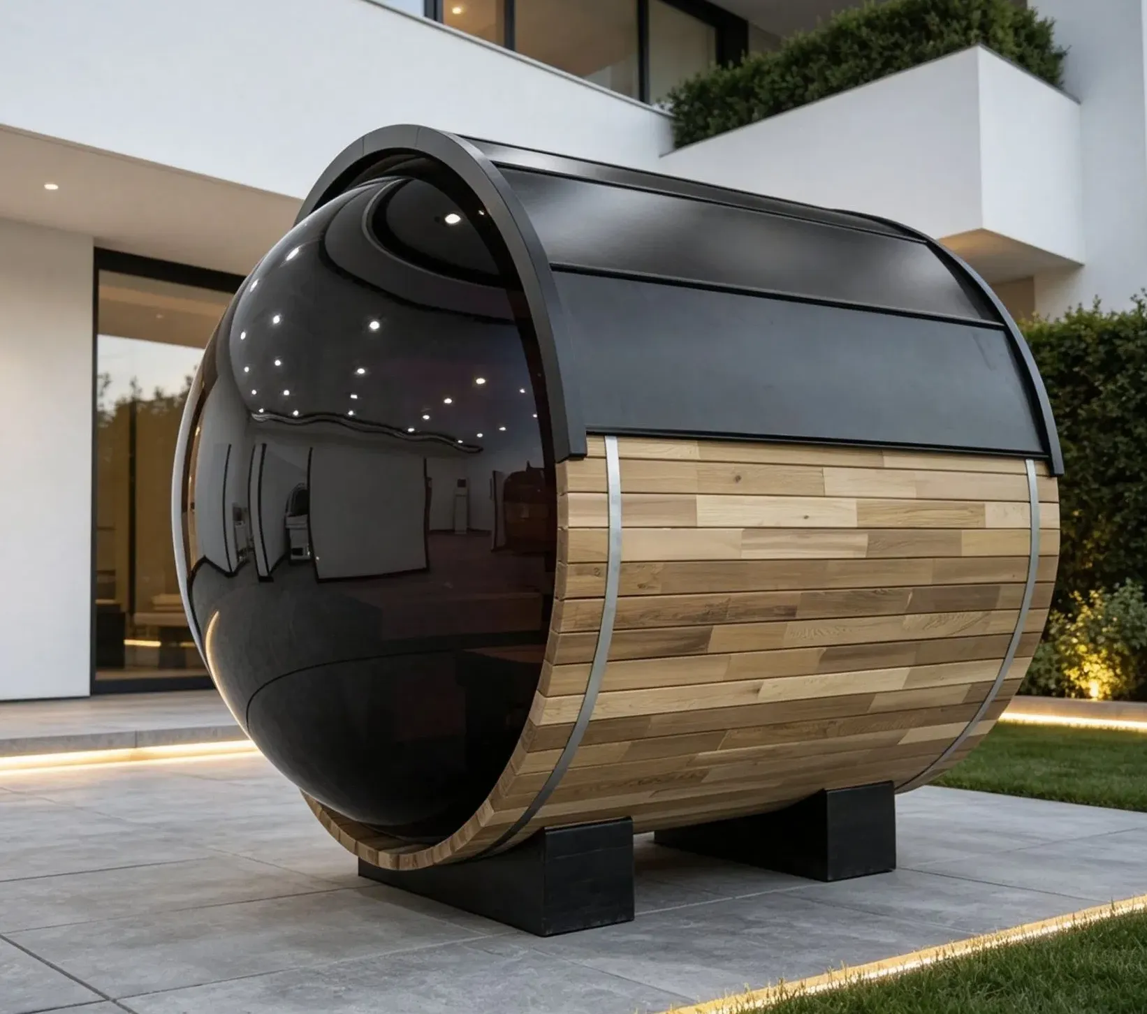 Sauna tonneau panoramique Kupoli 4 places Ø 180 × 180 cm, vue 6 sur 8